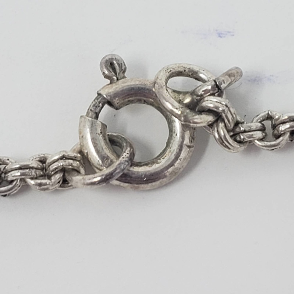 Sterling Silver Heart Pendant MOP Onyx Necklace - Picture 4 of 7